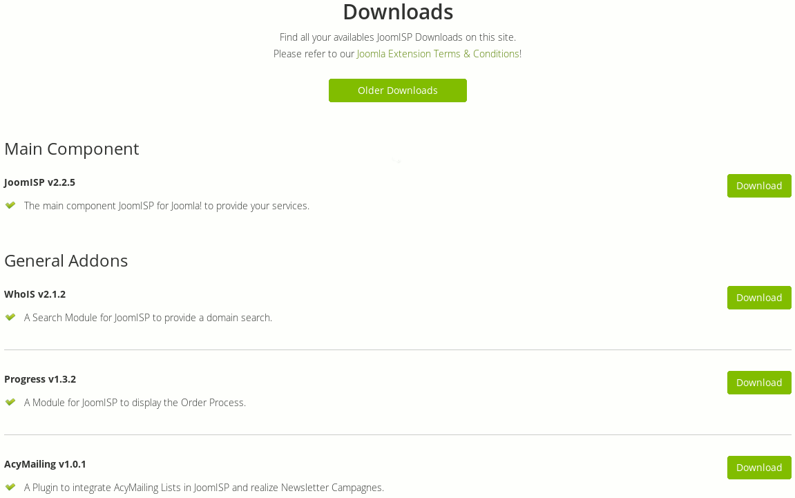New JoomISP Download Area