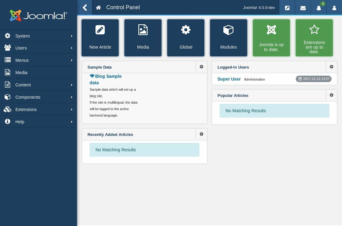 joomla 4 dashboard