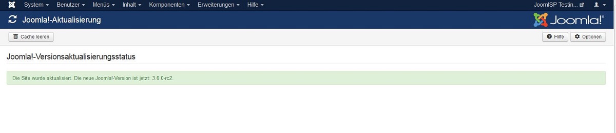 Joomla 3.6.0 Installation abgeschlossen