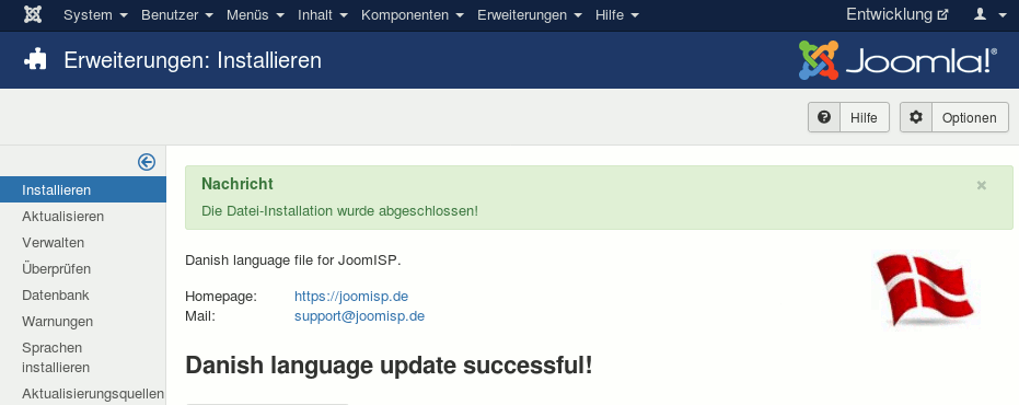 JoomISP Sprachdateien Update